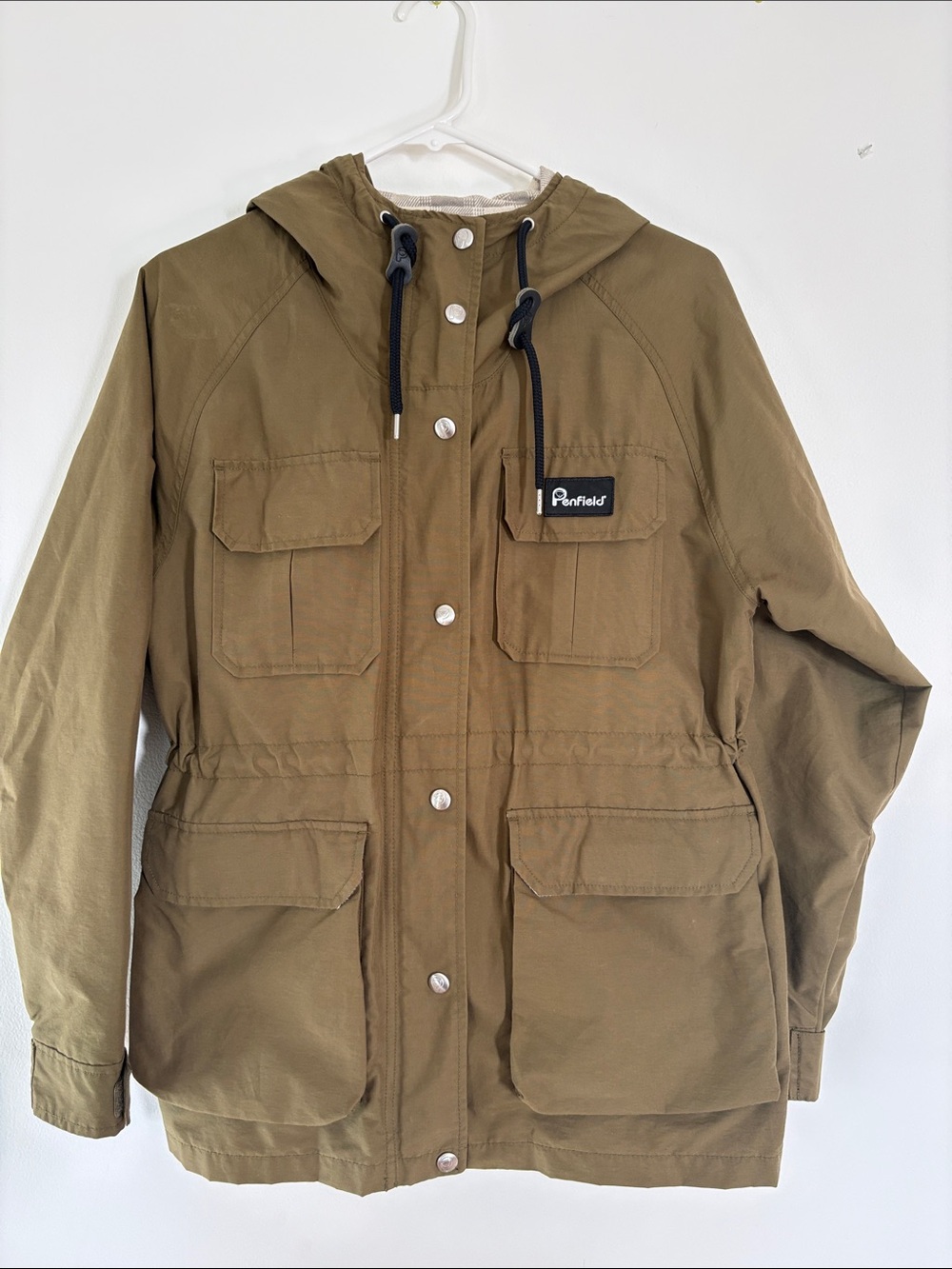 Penfield Olive Hooded Field Jacket with Front Pockets